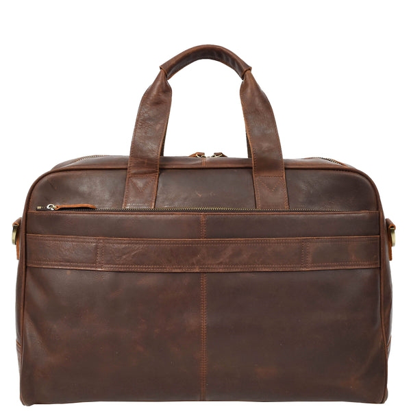 House Of Leather Genuine Leather Holdall Mid Size Weekend Overnight Travel Bag Kigali Rust Brown