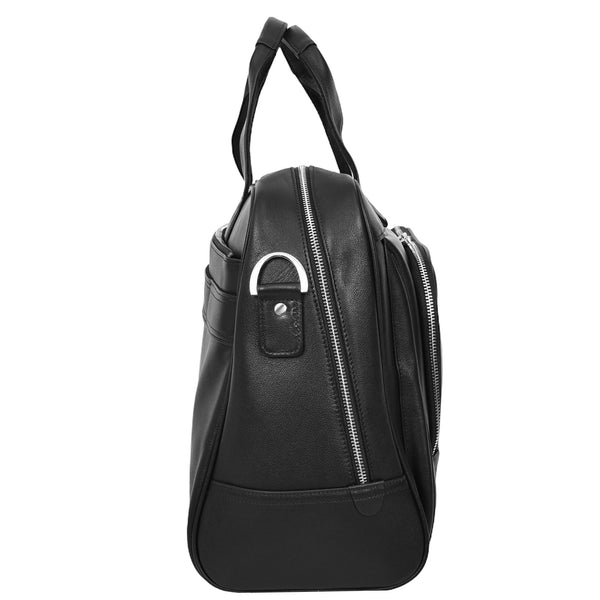 House Of Leather Genuine Leather Holdall Mid Size Weekend Overnight Travel Bag Kigali Black