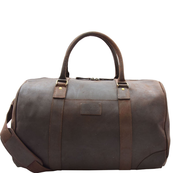 House Of Leather Genuine Leather Holdall Weekend Multi Use Duffle Bag Adel Brown