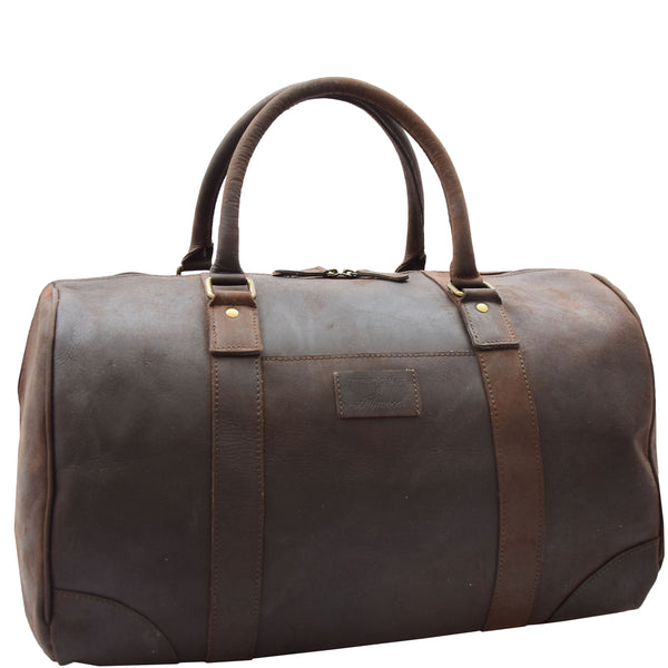 House Of Leather Genuine Leather Holdall Weekend Multi Use Duffle Bag Adel Brown