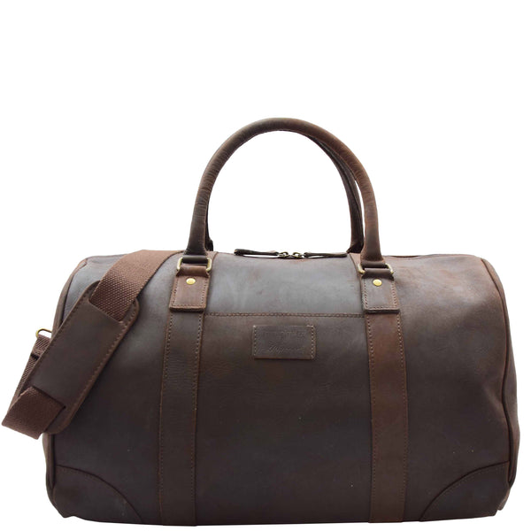 house of leather Genuine Leather Holdall Weekend Multi Use Duffle Bag Adel Brown