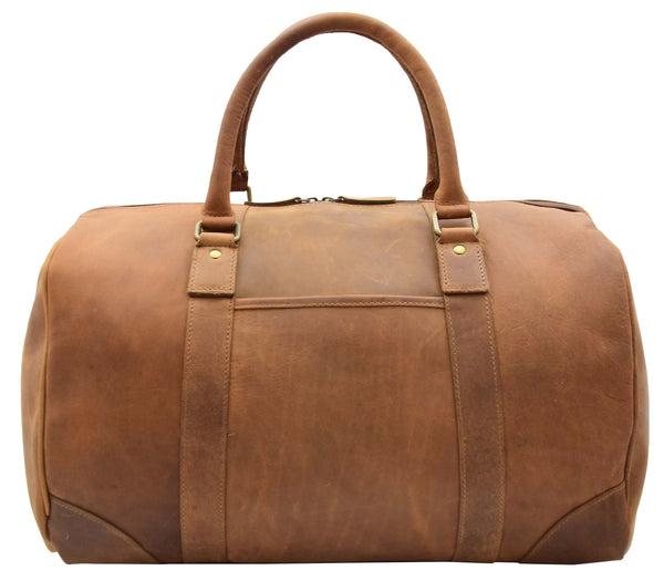 House Of Leather Genuine Leather Holdall Weekend Multi Use Duffle Bag Adel Tan