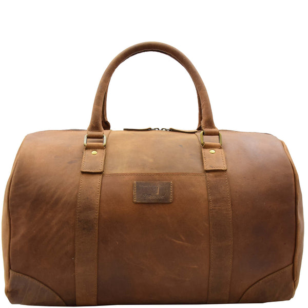 House Of Leather Genuine Leather Holdall Weekend Multi Use Duffle Bag Adel Tan
