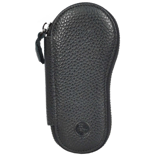 House Of Leather Genuine Leather Key Case Wallet Zip Around Organiser Pouch Vasto Black