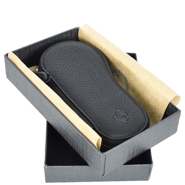 House Of Leather Genuine Leather Key Case Wallet Zip Around Organiser Pouch Vasto Black