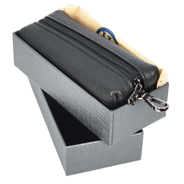House Of Leather Genuine Leather Key Ring Case Large Pen Pencil Glasses Holder Style Pouch Lahti Black
