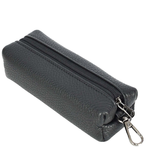 house of leather Genuine Leather Key Ring Case Large Pen Pencil Glasses Holder Style Pouch Lahti Black