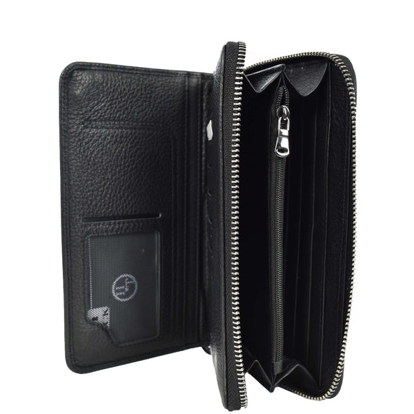 House Of Leather Genuine Leather Large Size Clutch Purse Coins Card Cash Travel Wallet Lorca Black