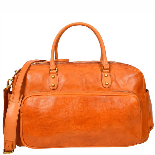 house of leather Genuine Leather Large Size Holdall Travel Duffle Bag HOL716 Tan