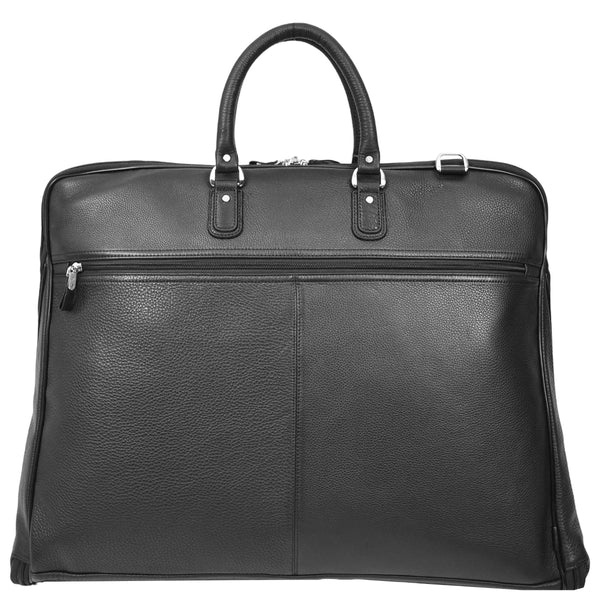 House Of Leather Genuine Leather Slim Suit Carrier Dress Garment Travel Bag Lared Black