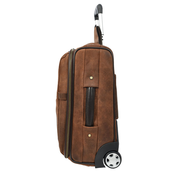 House Of Leather Genuine Leather Suitcase On Wheels Cabin Size Trolley Travel Bags Bourse Vintage Brown