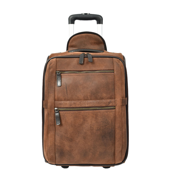 house of leather Genuine Leather Suitcase On Wheels Cabin Size Trolley Travel Bags Bourse Vintage Brown