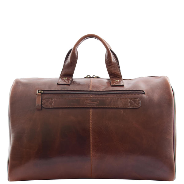 House Of Leather Genuine Leather Travel Holdall Overnight Bag HL015 Brown