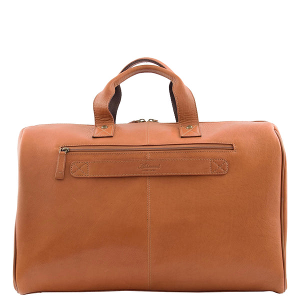 House Of Leather Genuine Leather Travel Holdall Overnight Bag HL015 Tan
