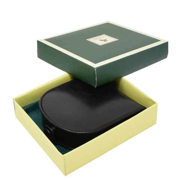 House Of Leather Horse Shoe Luxury Leather Coins Wallet HOL5RT Black