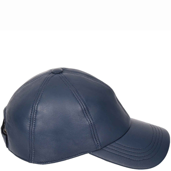 House Of Leather Classic Leather Baseball Cap Blue