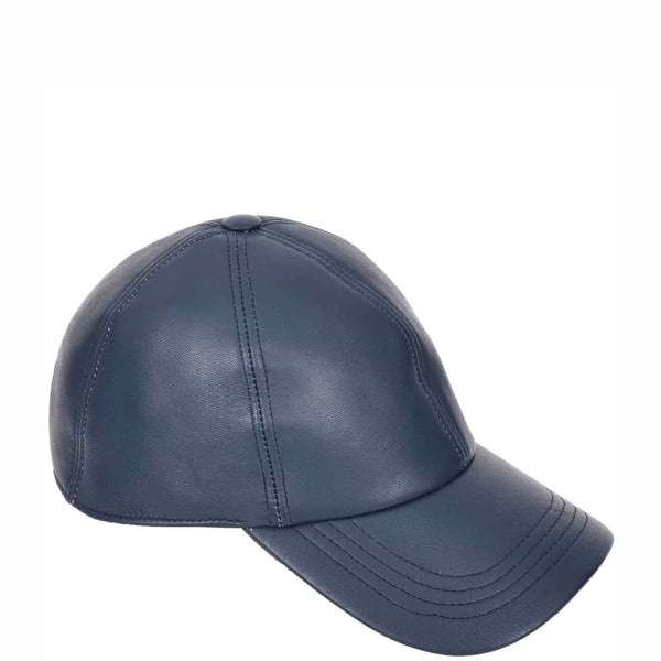 house of leather Classic Leather Baseball Cap Blue