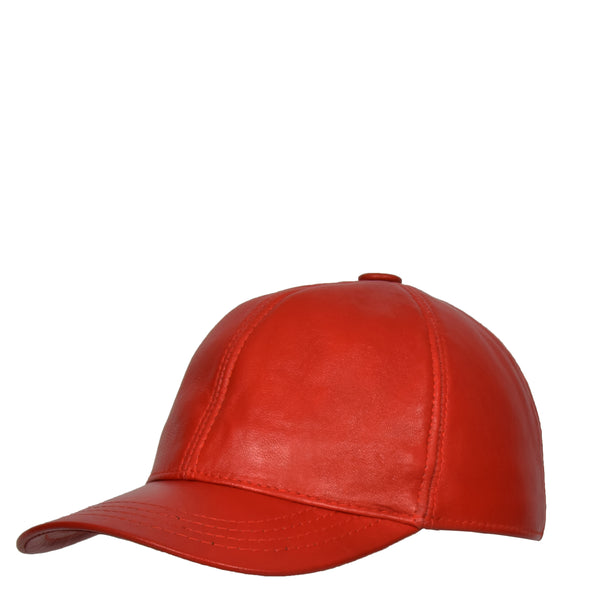 House Of Leather Classic Leather Baseball Cap Red