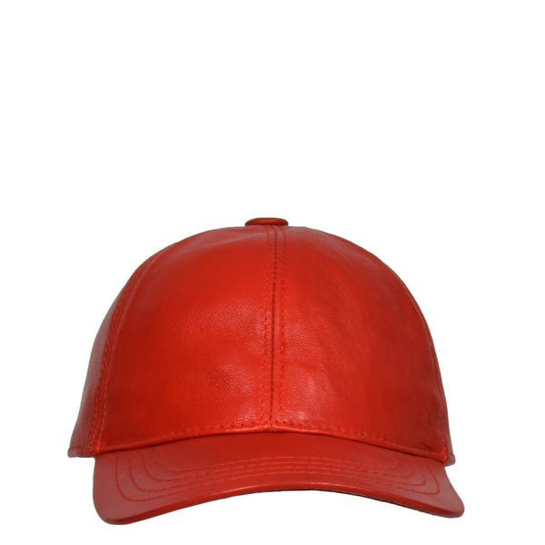 House Of Leather Classic Leather Baseball Cap Red
