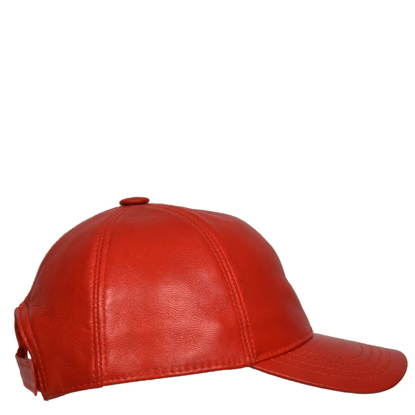 House Of Leather Classic Leather Baseball Cap Red