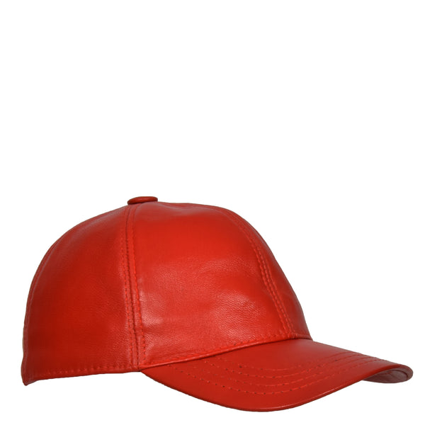 house of leather Classic Leather Baseball Cap Red
