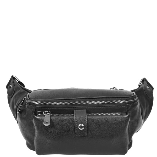 House Of Leather Real Leather Bum Bag Milan Black