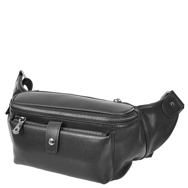 House Of Leather Real Leather Bum Bag Milan Black