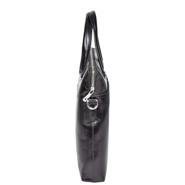 House Of Leather Italian Leather Cross Body Briefcase H9891 Black
