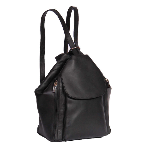 house of leather Ladies Leather Backpack Rome Black