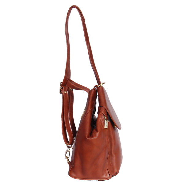 House Of Leather Ladies Leather Backpack Rome Brown