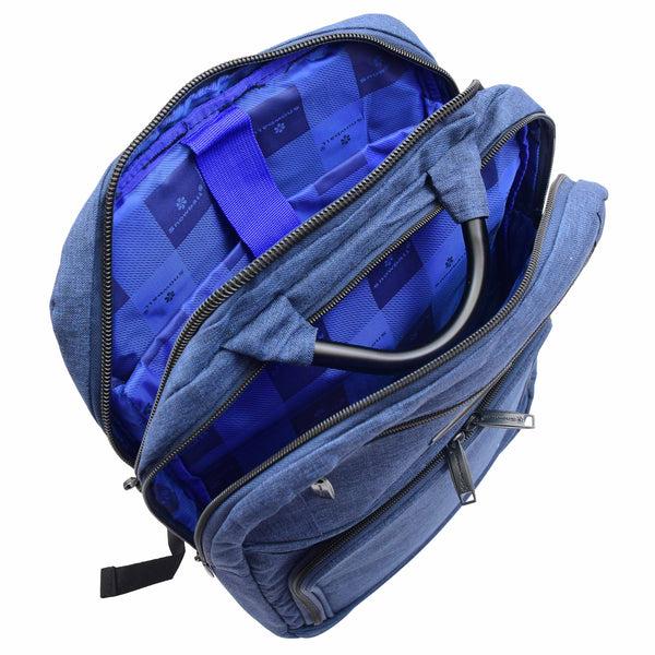 House Of Leather Laptop Backpack Lightweight Casual Travel Rucksack H317 Blue