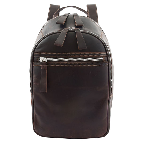 House Of Leather Large Classic Casual Leather Backpack Palermo Brown