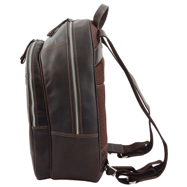 House Of Leather Large Classic Casual Leather Backpack Palermo Brown