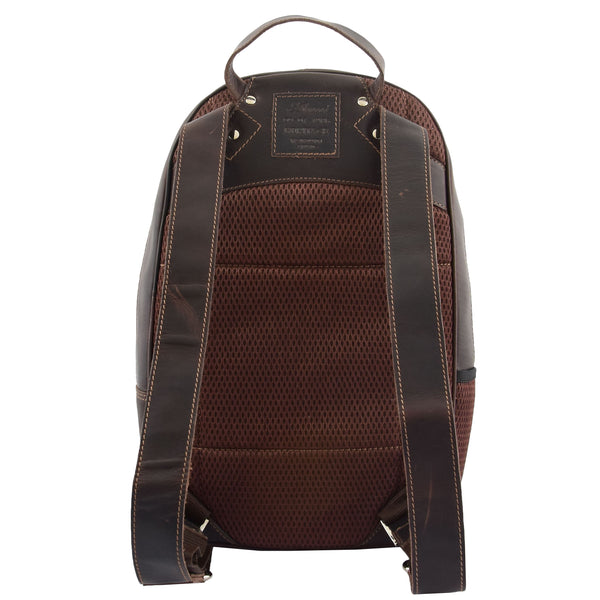 House Of Leather Large Classic Casual Leather Backpack Palermo Brown