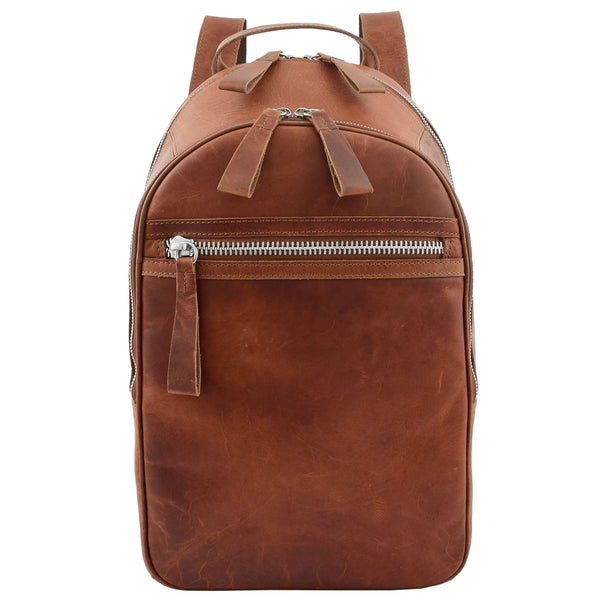 House Of Leather Large Classic Casual Leather Backpack Palermo Tan