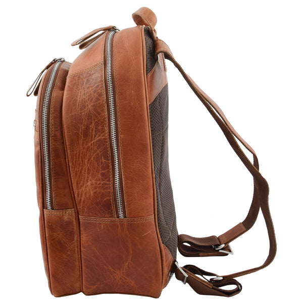 House Of Leather Large Classic Casual Leather Backpack Palermo Tan