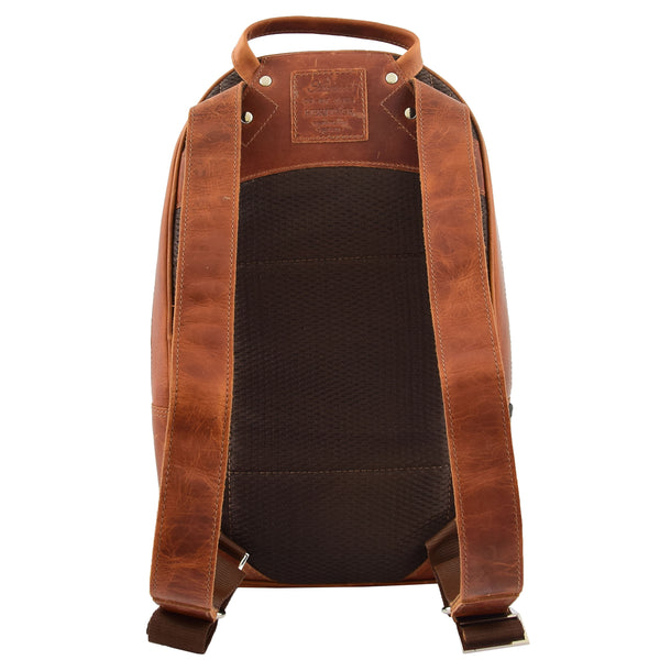 House Of Leather Large Classic Casual Leather Backpack Palermo Tan