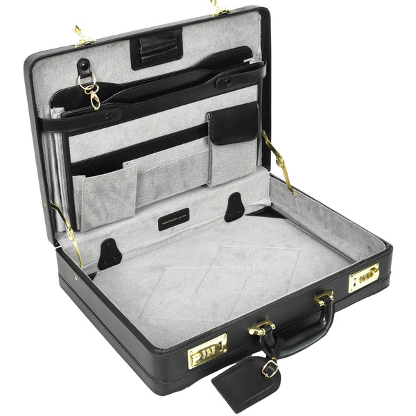 House Of Leather Leather Attache Classic Briefcase Grasmere Black