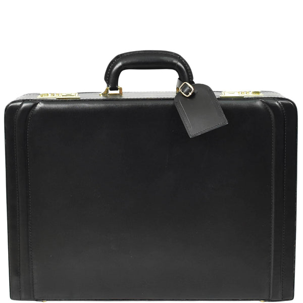 house of leather Leather Attache Classic Briefcase Grasmere Black