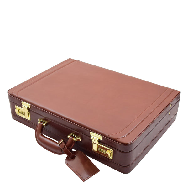 House Of Leather Leather Attache Classic Briefcase Grasmere Cognac