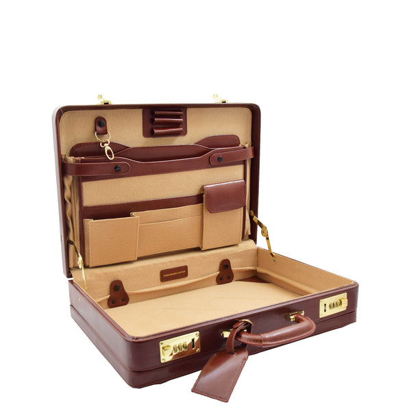House Of Leather Leather Attache Classic Briefcase Grasmere Cognac