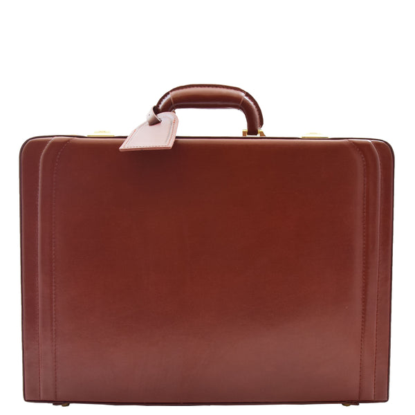 house of leather Leather Attache Classic Briefcase Grasmere Cognac