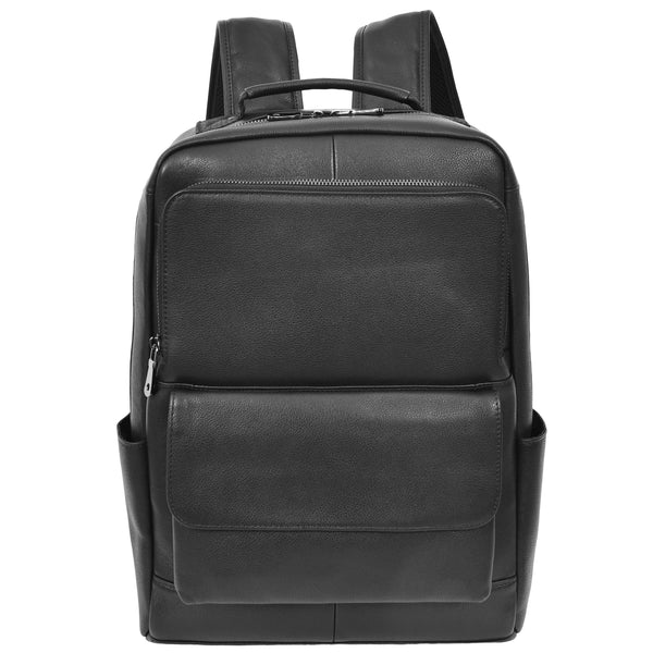 House Of Leather Leather Backpack Classic Laptop Rucksack Clifton Black