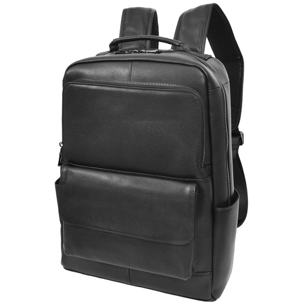 House Of Leather Leather Backpack Classic Laptop Rucksack Clifton Black