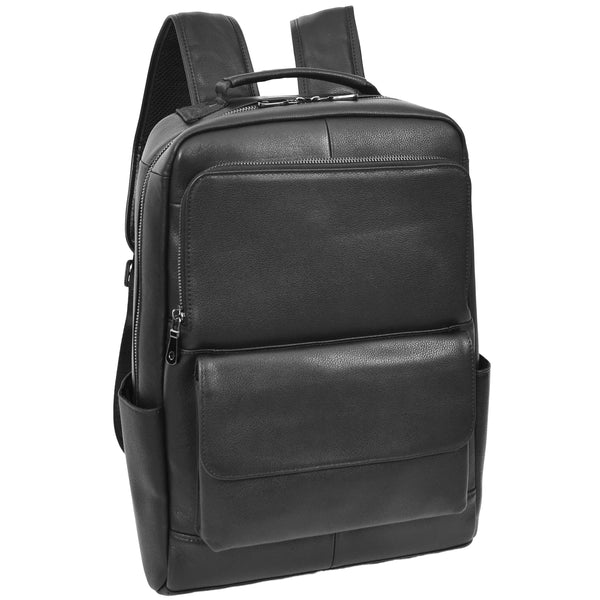house of leather Leather Backpack Classic Laptop Rucksack Clifton Black