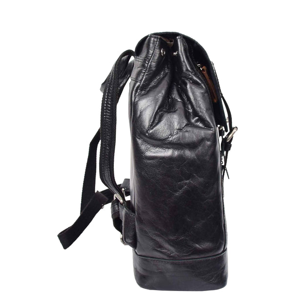 House Of Leather Leather Backpack Rucksack Secure Laptop 15 Inch Bag Napoli Black