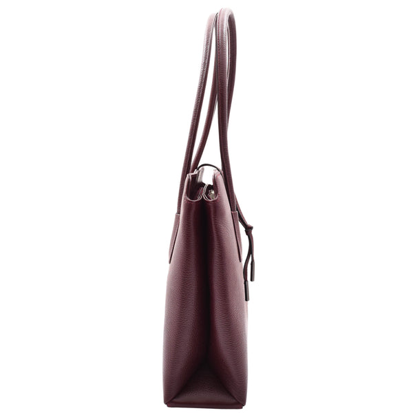 House Of Leather Leather Classic Tote Style Zip Opening Large Shoulder Bag Cynthia Burgundy