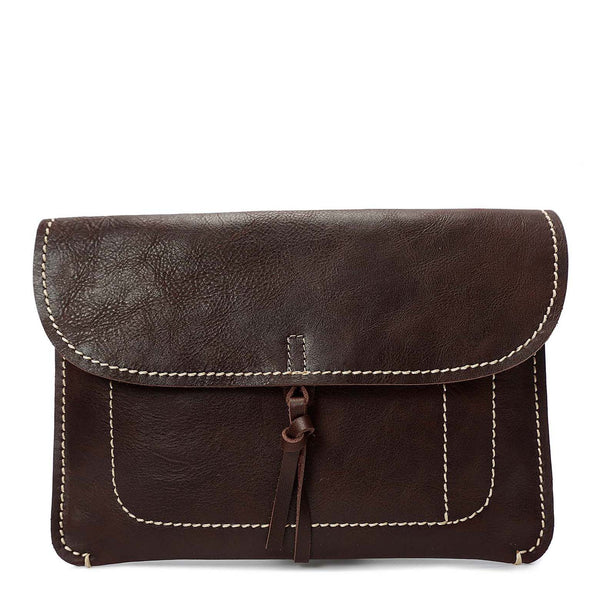 House Of Leather Leather Clutch Bag Small Pouch A5 Size H8063 Brown
