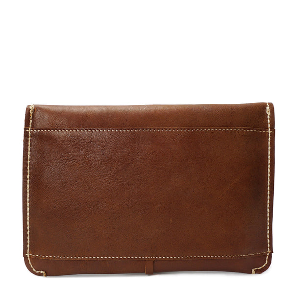 House Of Leather Leather Clutch Bag Small Pouch A5 Size H8063 Tan