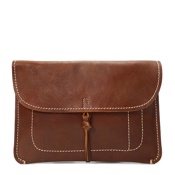 House Of Leather Leather Clutch Bag Small Pouch A5 Size H8063 Tan